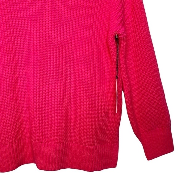 CUPCAKES and CASHMERE NWT Mock Neck Cotton Shaker Knit Sweater in Pink Raspberry - Picture 8 of 14